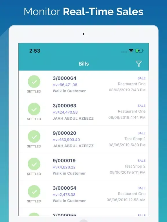 Capturas de tela do Ewity POS - Analytics iPad 