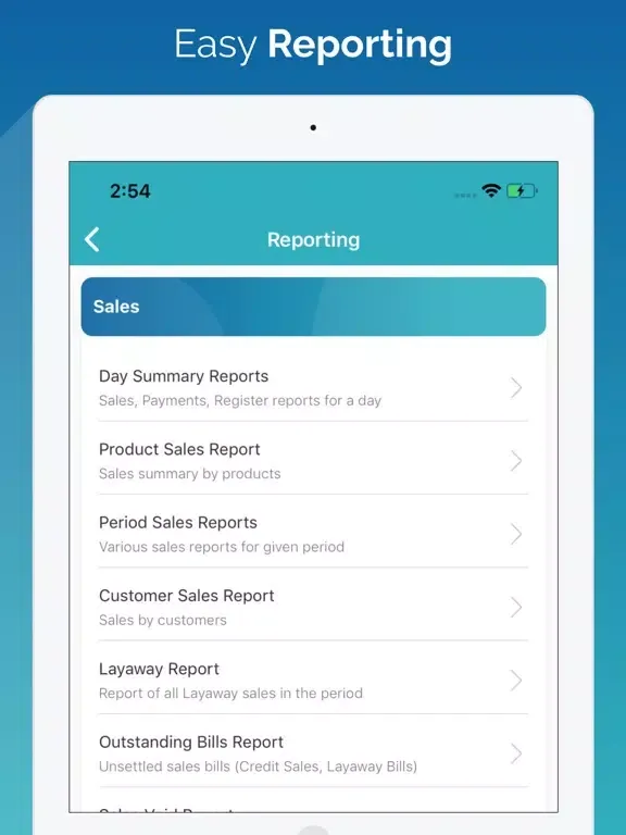 Capturas de tela do Ewity POS - Analytics iPad 