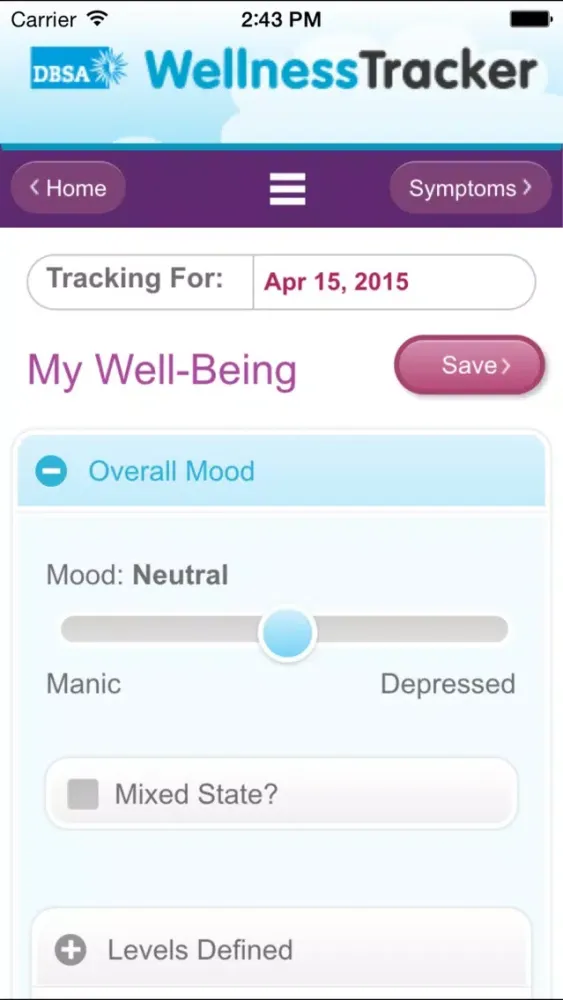 Captures d'écran de DBSA Wellness Tracker