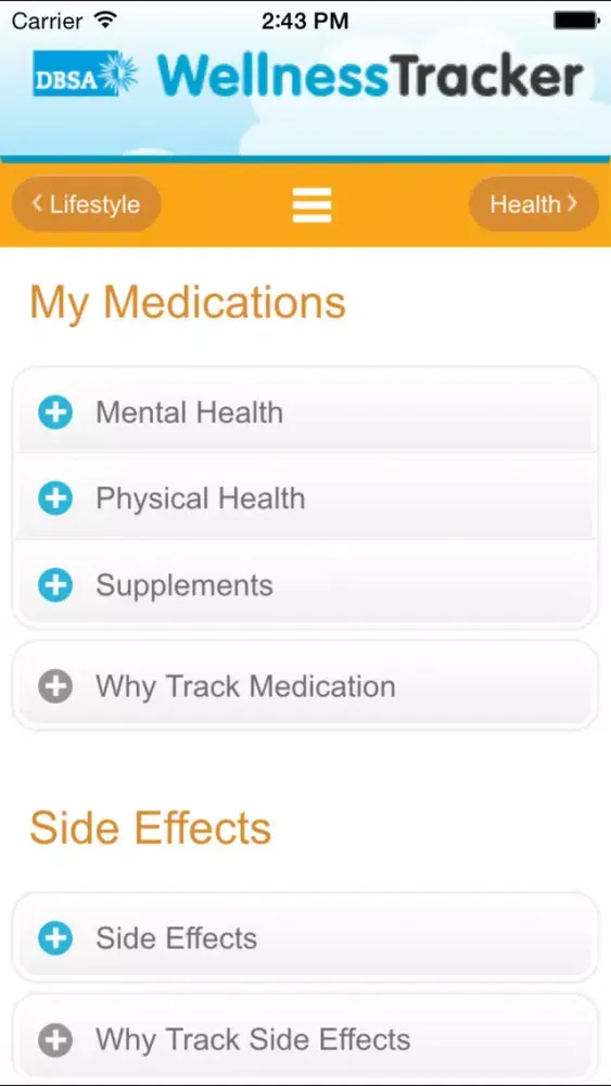 Captures d'écran de DBSA Wellness Tracker