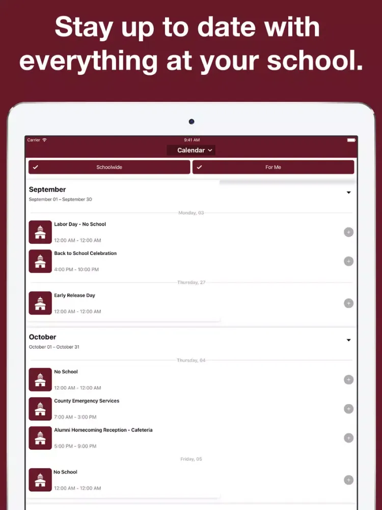 Faith Christian School App iPad  Screenshots