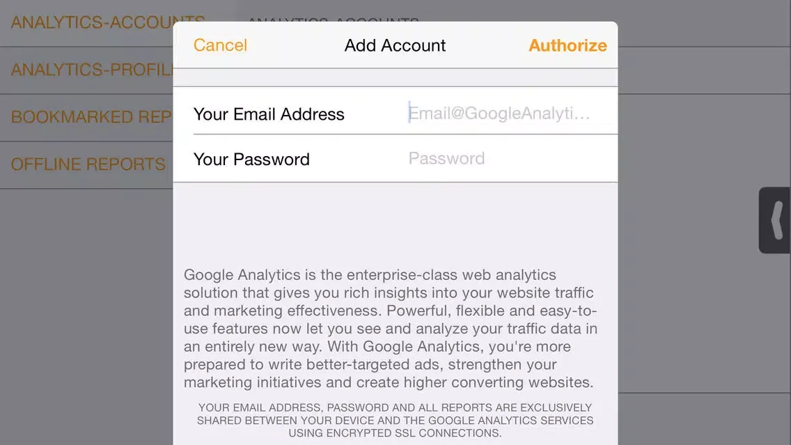 Analytics for iPad - Google Analytics made easy スクリーンショット