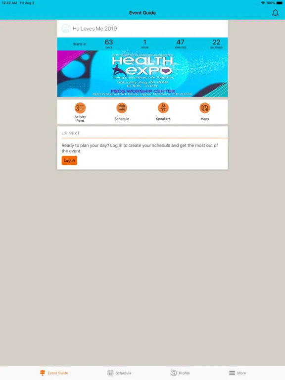 Ảnh chụp màn hình của FBCG Events iPad 