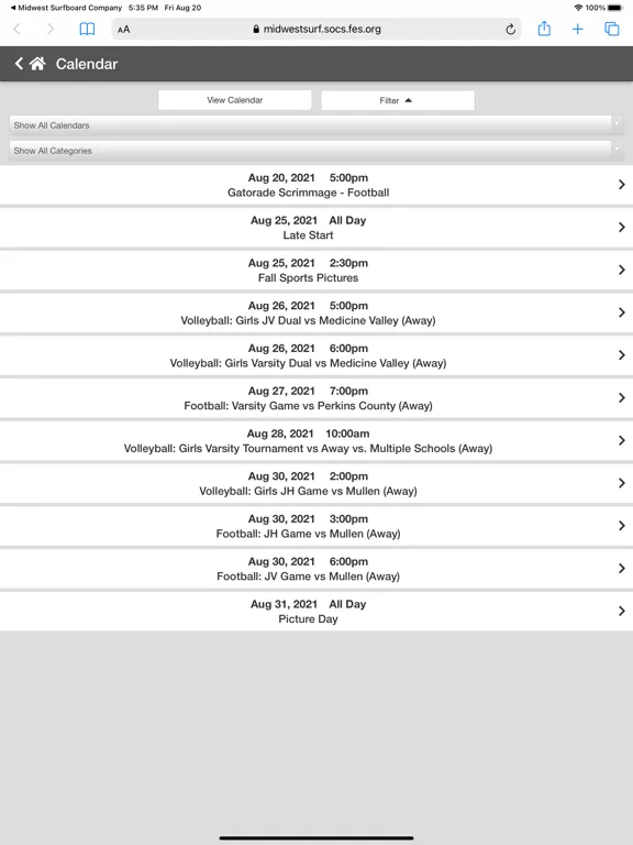 Tangkapan skrin Midwest Surfboard Company iPad 