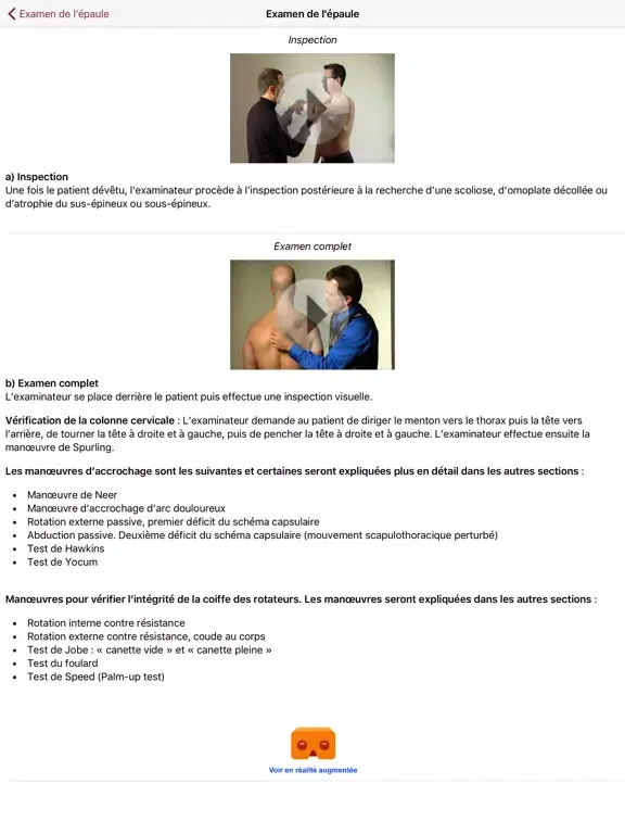 Examen de l'épaule iPad  Screenshots