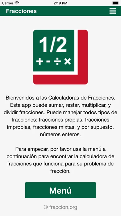 Screenshot di Calculadoras de fracciones