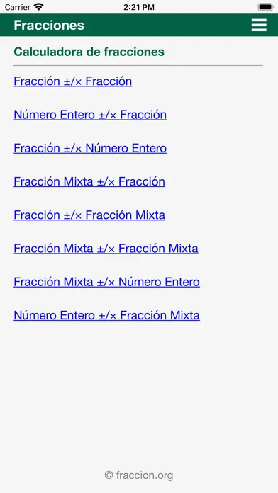 Screenshot di Calculadoras de fracciones