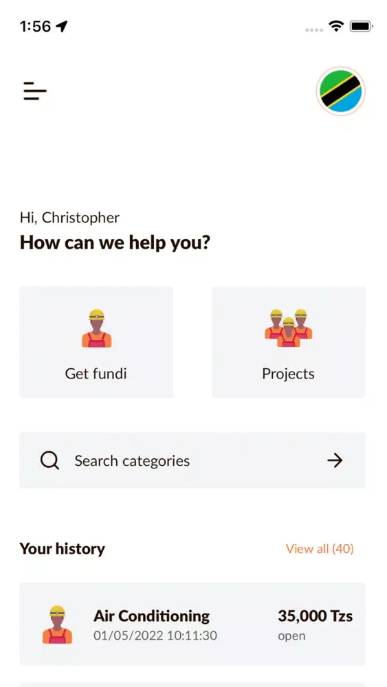 تصاویر Fundi App (Customer)