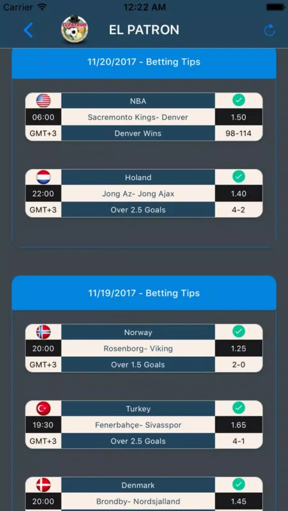 El Patron Betting Tips سکرین شاٹس