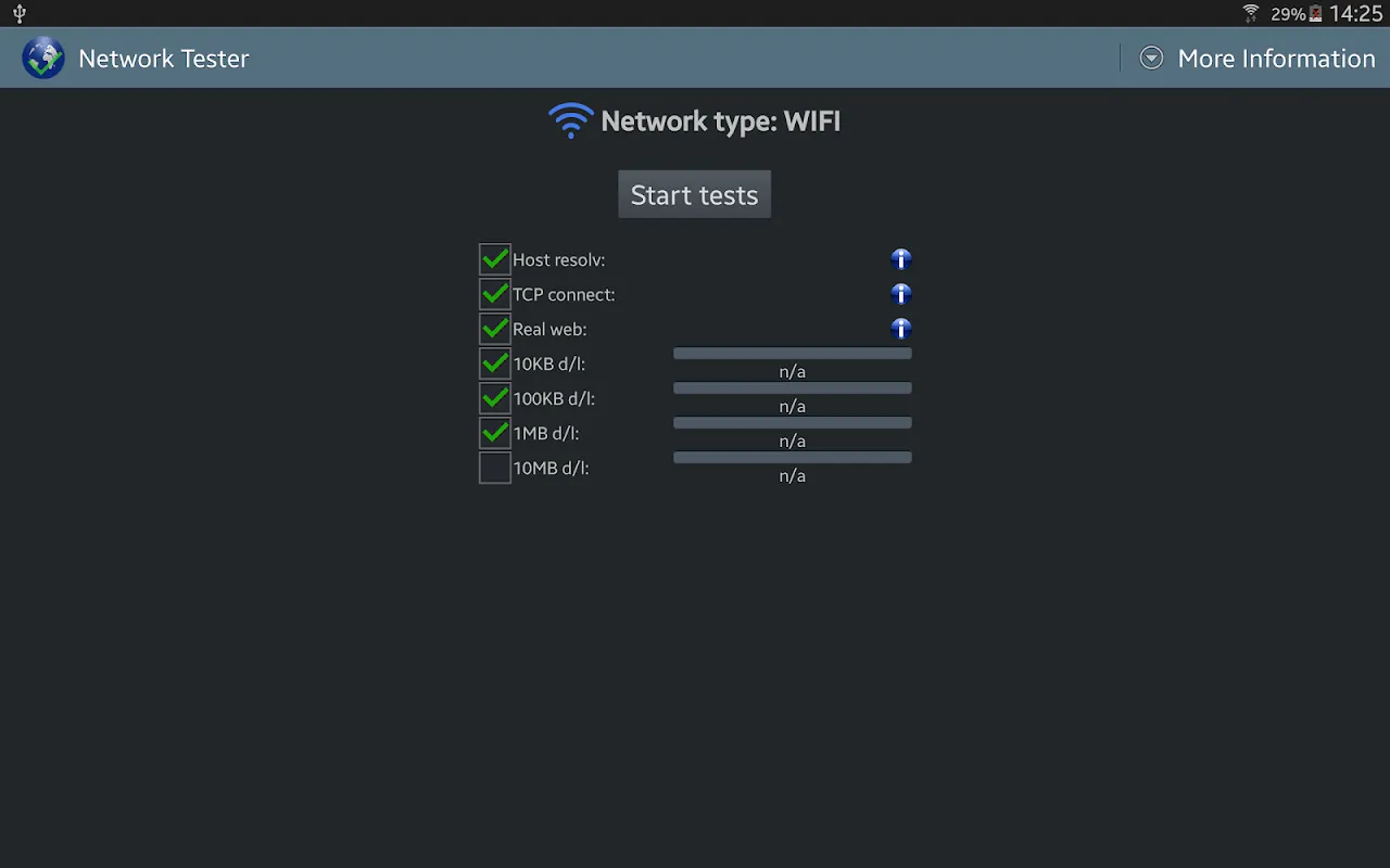 Zrzuty ekranu Network Tester