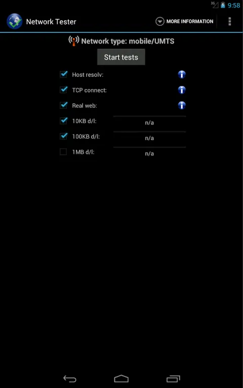 Zrzuty ekranu Network Tester