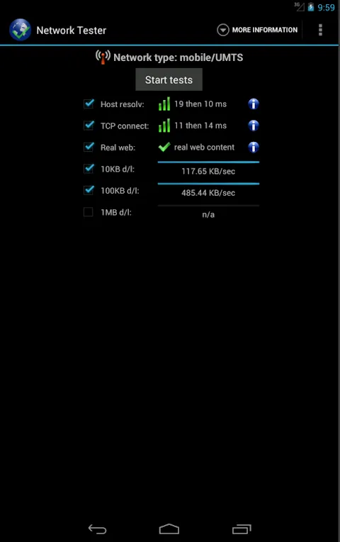 Zrzuty ekranu Network Tester