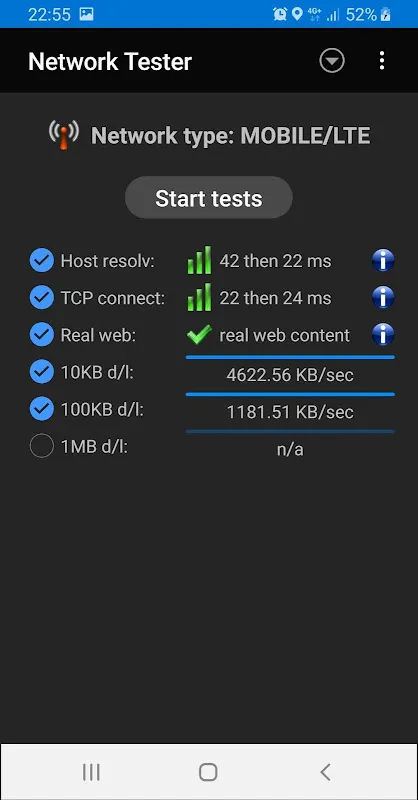 Zrzuty ekranu Network Tester