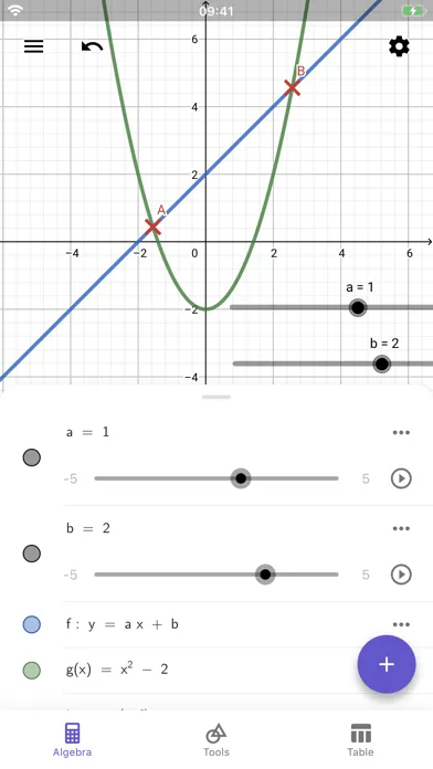 Captures d'écran de GeoGebra Graphing Calculator