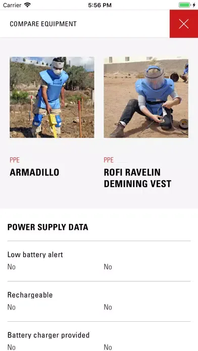Capturas de tela do Demining Equipment Catalogue