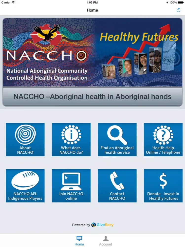 NACCHO : Aboriginal health in Aboriginal hands : Help, inform, connect, engage, share, contact, support or donate iPad  স্ক্রিনশট