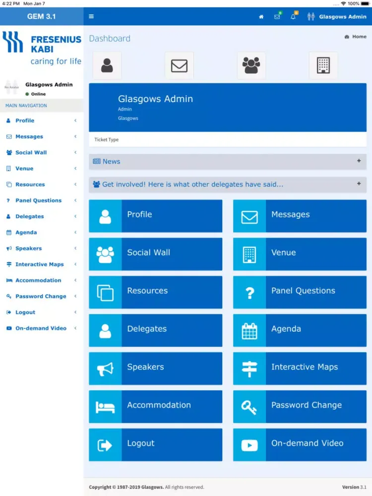 Ảnh chụp màn hình của Fresenius Kabi Events App iPad 