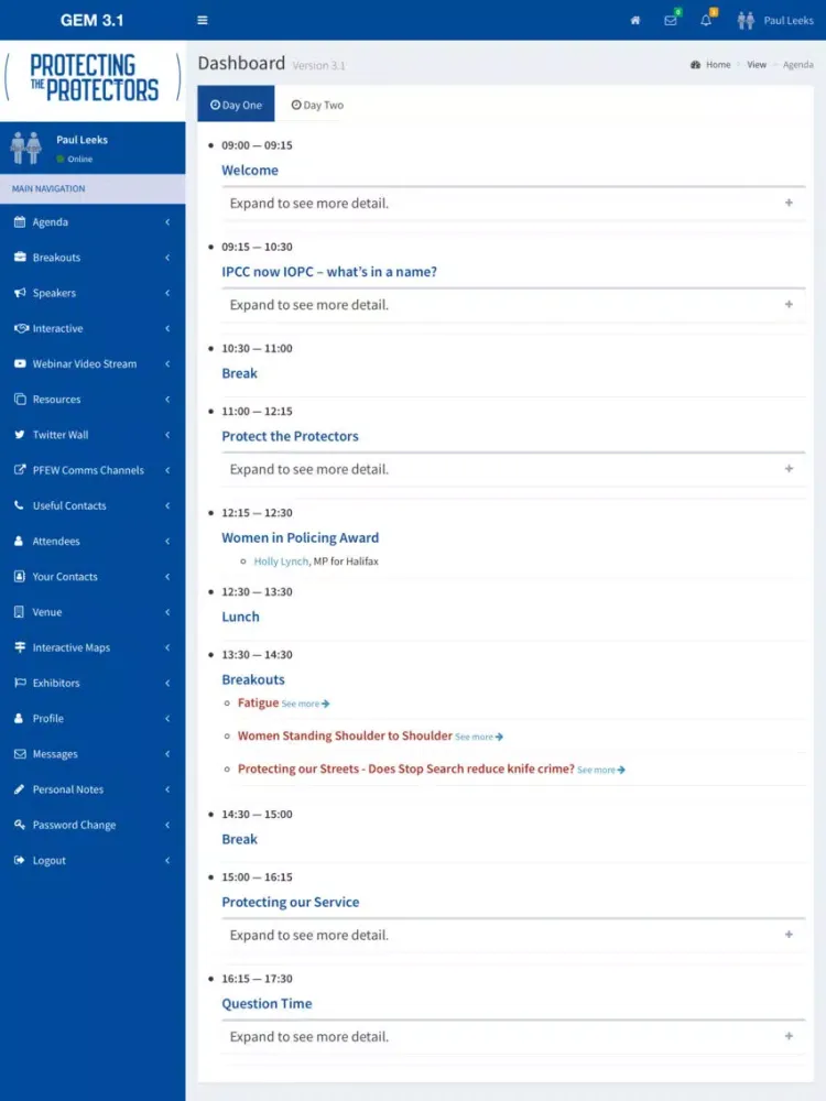 Tangkapan skrin Polfed Conference 2018 App iPad 
