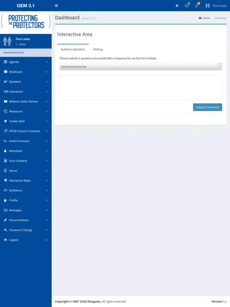Tangkapan skrin Polfed Conference 2018 App iPad 