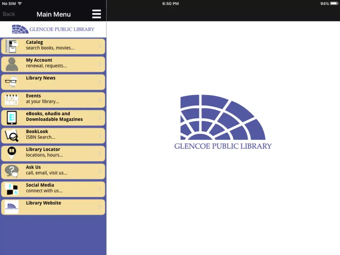 Glencoe Public Library iPad  スクリーンショット