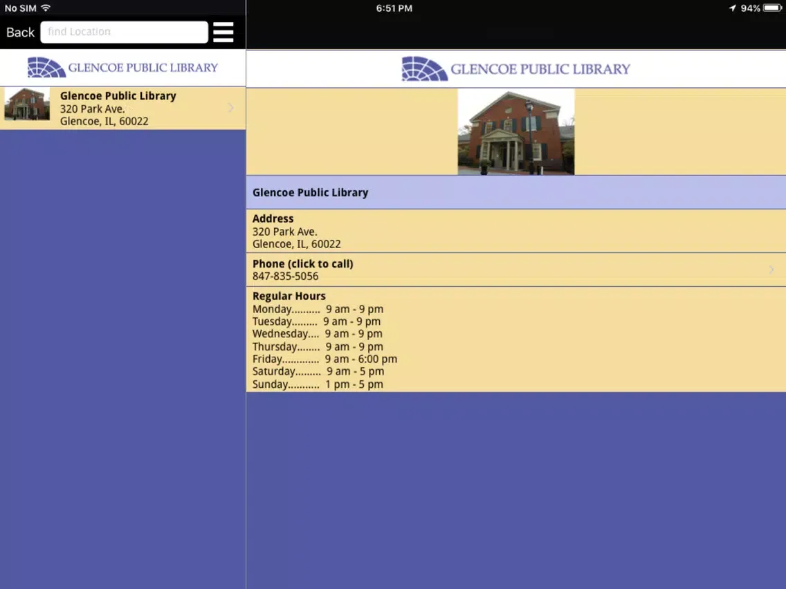 Glencoe Public Library iPad  スクリーンショット