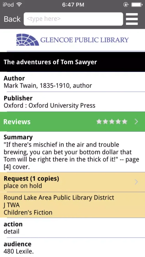 Glencoe Public Library スクリーンショット