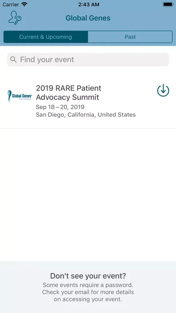 Zrzuty ekranu Global Genes Events