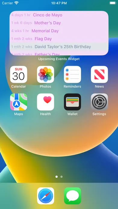 Upcoming Events Widget स्क्रीनशॉट