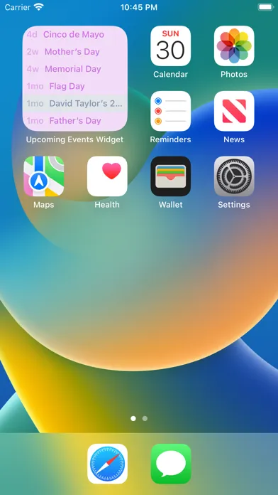 Upcoming Events Widget स्क्रीनशॉट