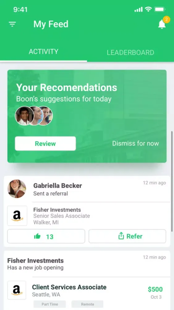Capturas de tela do Boon - Refer & Hire