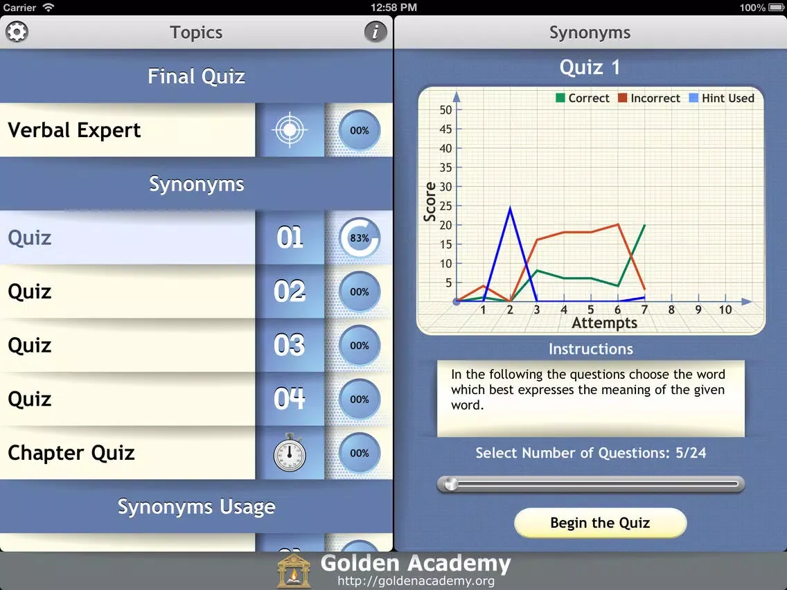 Zrzuty ekranu Verbal Expert : Synonyms and Antonyms FREE iPad 