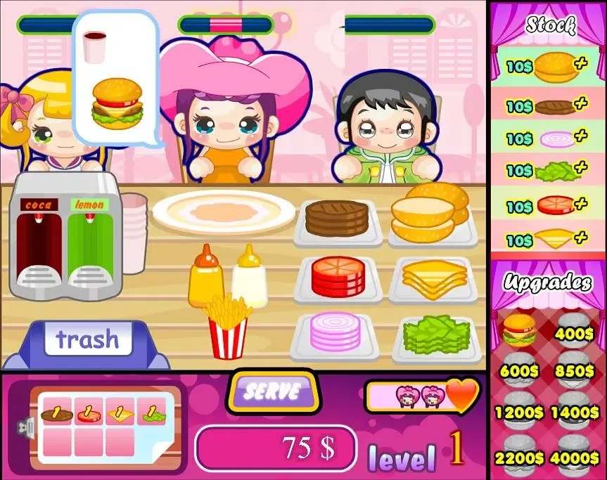 Tangkapan layar Cute Burgers Hungry Customers