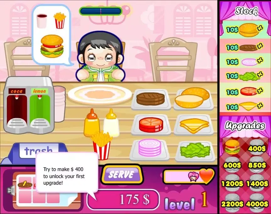 Tangkapan layar Cute Burgers Hungry Customers