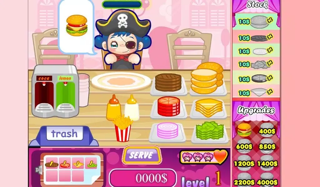 Tangkapan layar Cute Burgers Hungry Customers