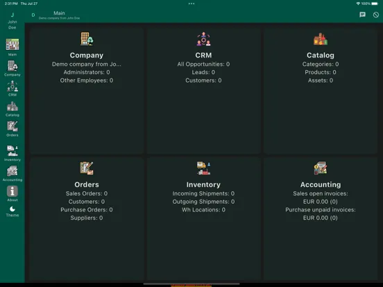 GrowERP Admin open source iPad  Screenshots