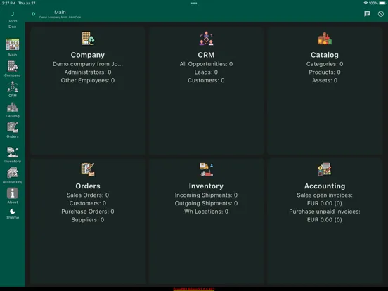 GrowERP Admin open source iPad  Screenshots
