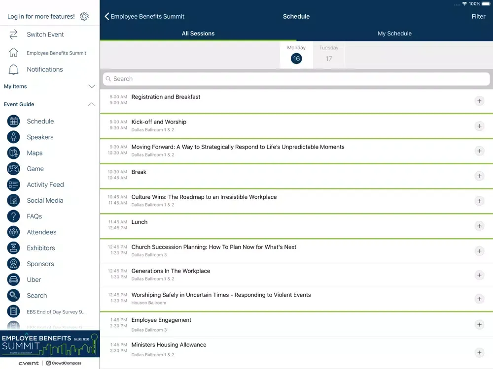 Capturas de pantalla de Employee Benefits Summit iPad 