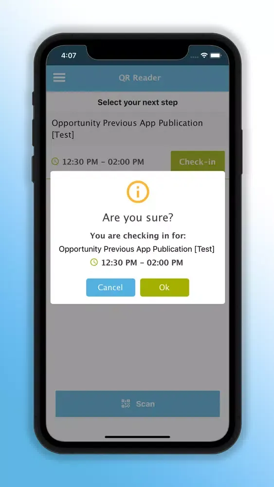 Screenshot di HandsOn Connect Quick Check-In