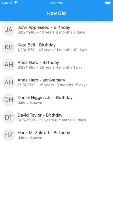 How Old - Contact Age Viewer Screenshots