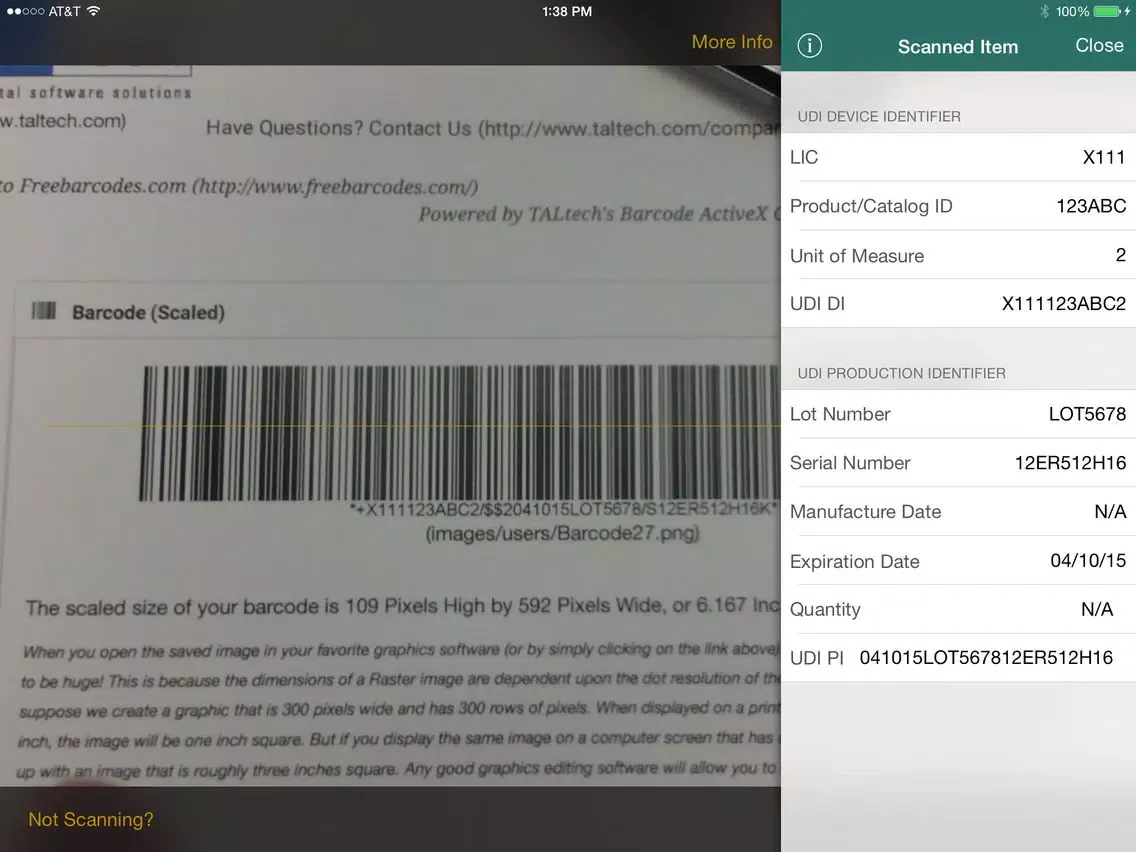 Zrzuty ekranu HIBCC UDI Decoder iPad 