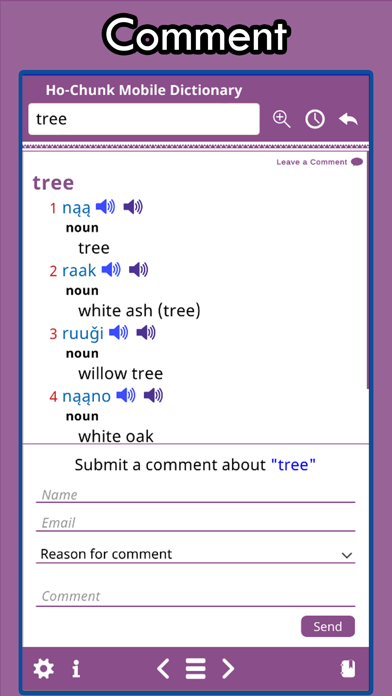 Tangkapan layar Ho-Chunk Dictionary