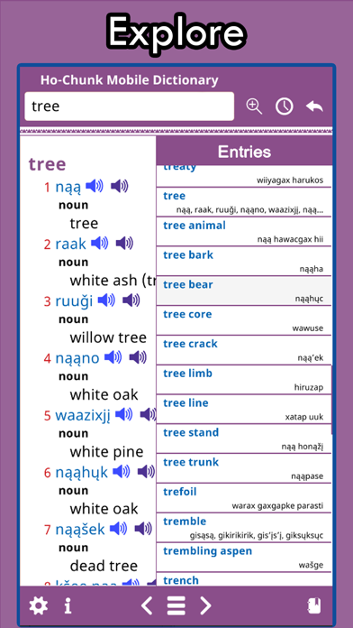 Tangkapan layar Ho-Chunk Dictionary