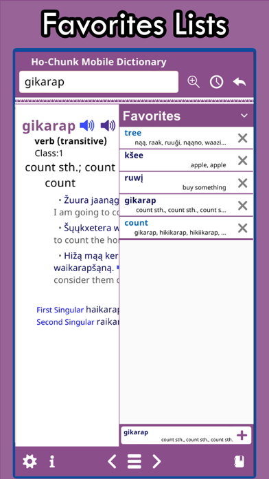Tangkapan layar Ho-Chunk Dictionary