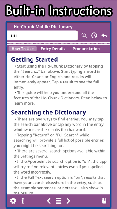 Tangkapan layar Ho-Chunk Dictionary