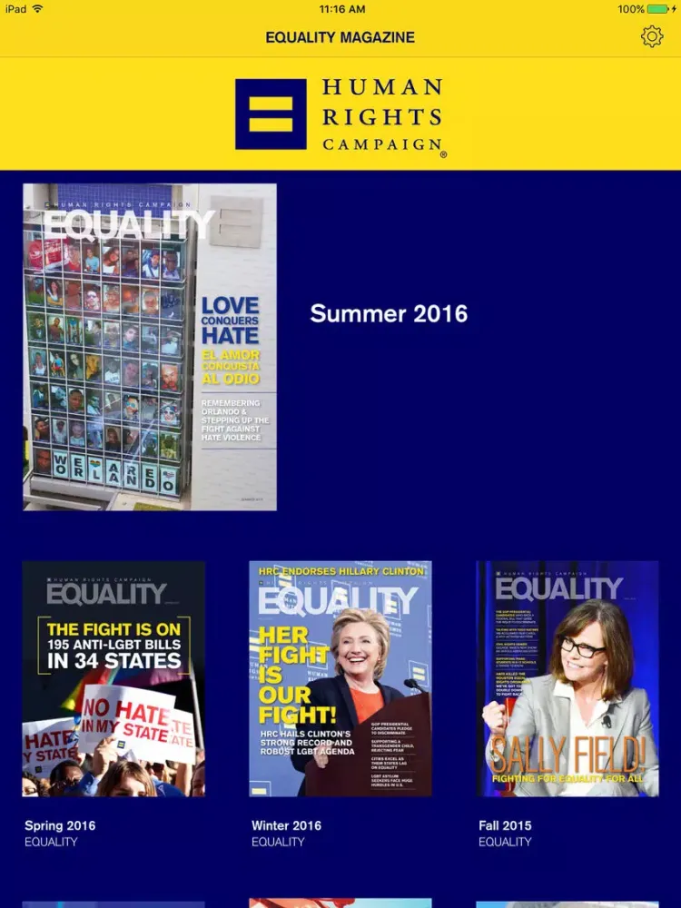 Human Rights Campaign Equality Magazine iPad 应用截图