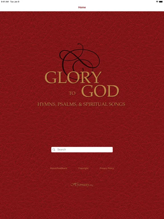 Tangkapan layar Glory to God Ecumenical Hymnal iPad 