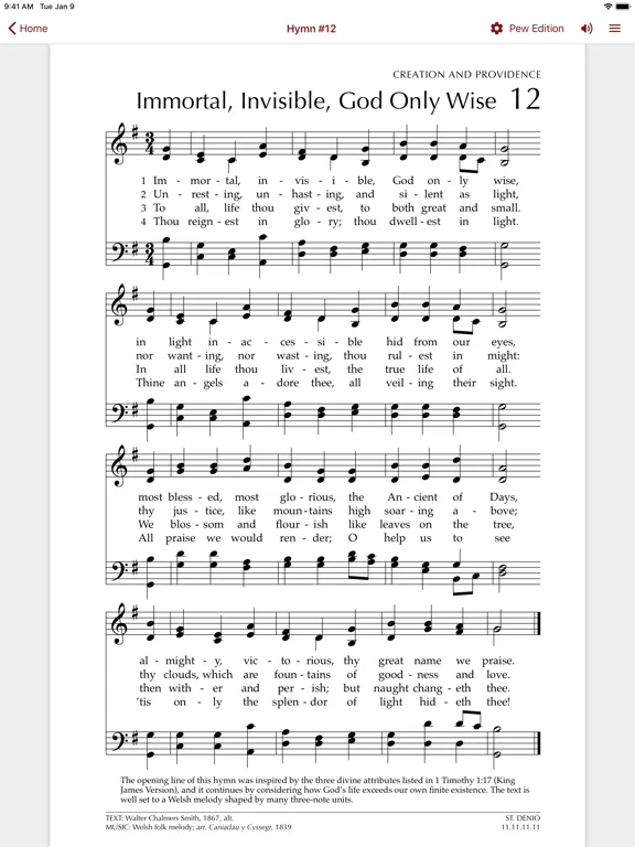 Tangkapan layar Glory to God Ecumenical Hymnal iPad 