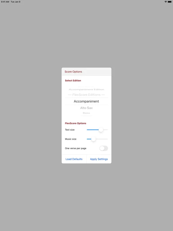Tangkapan layar Glory to God Ecumenical Hymnal iPad 
