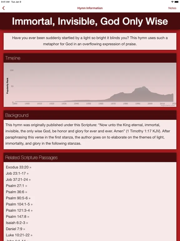 Tangkapan layar Glory to God Ecumenical Hymnal iPad 