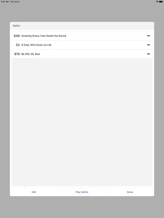 Tangkapan layar Glory to God Ecumenical Hymnal iPad 